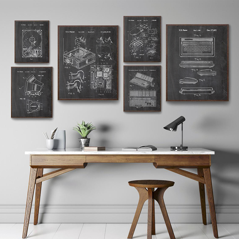Tech Office Wall Art - Conjunto de 6 Peças de Arte