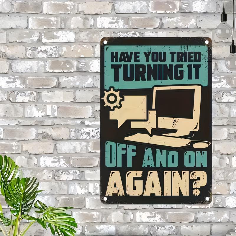 Office Tech Gear - Placa de metal com design retro