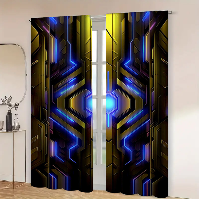 Cortinas geométricas tecnológi - Office Tech For Home avaliação e preço