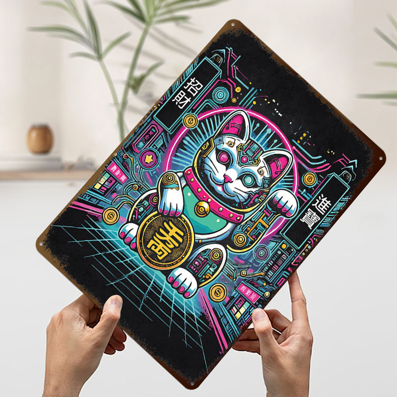 Cyberpunk Maneki Neko - Gato d - Tech Office Wall Art avaliação e preço
