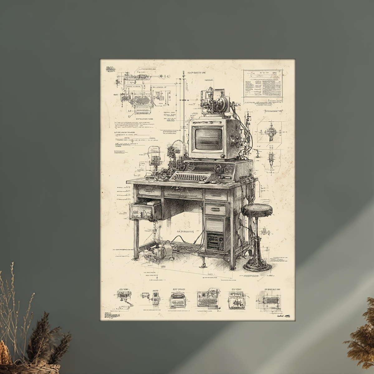 Pôster Vintage de Invenção de  - Tech Office Wall Art avaliação e preço